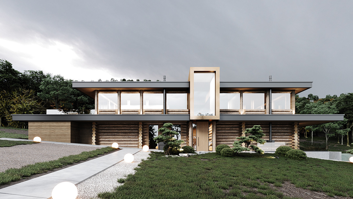 architecture modern house visualization 3ds max corona archviz exterior Render 3D