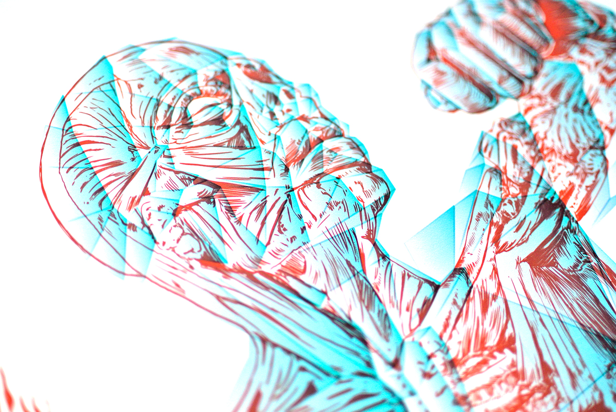 anatomy chaos filter anaglyph red blue muscle human man