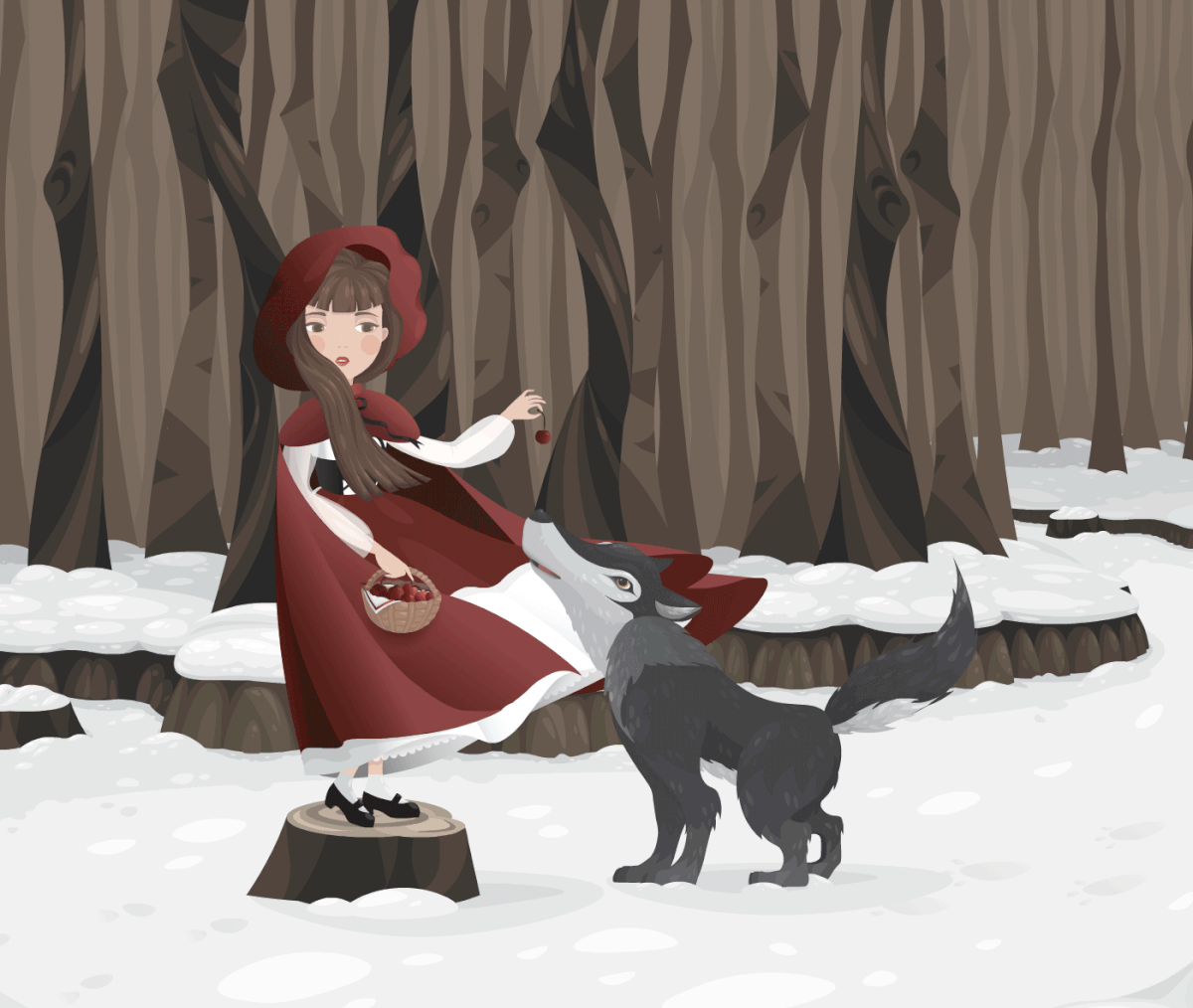 Illustrator motion graphics redridinghood littleredridinghood woods wolf winter snow Fables