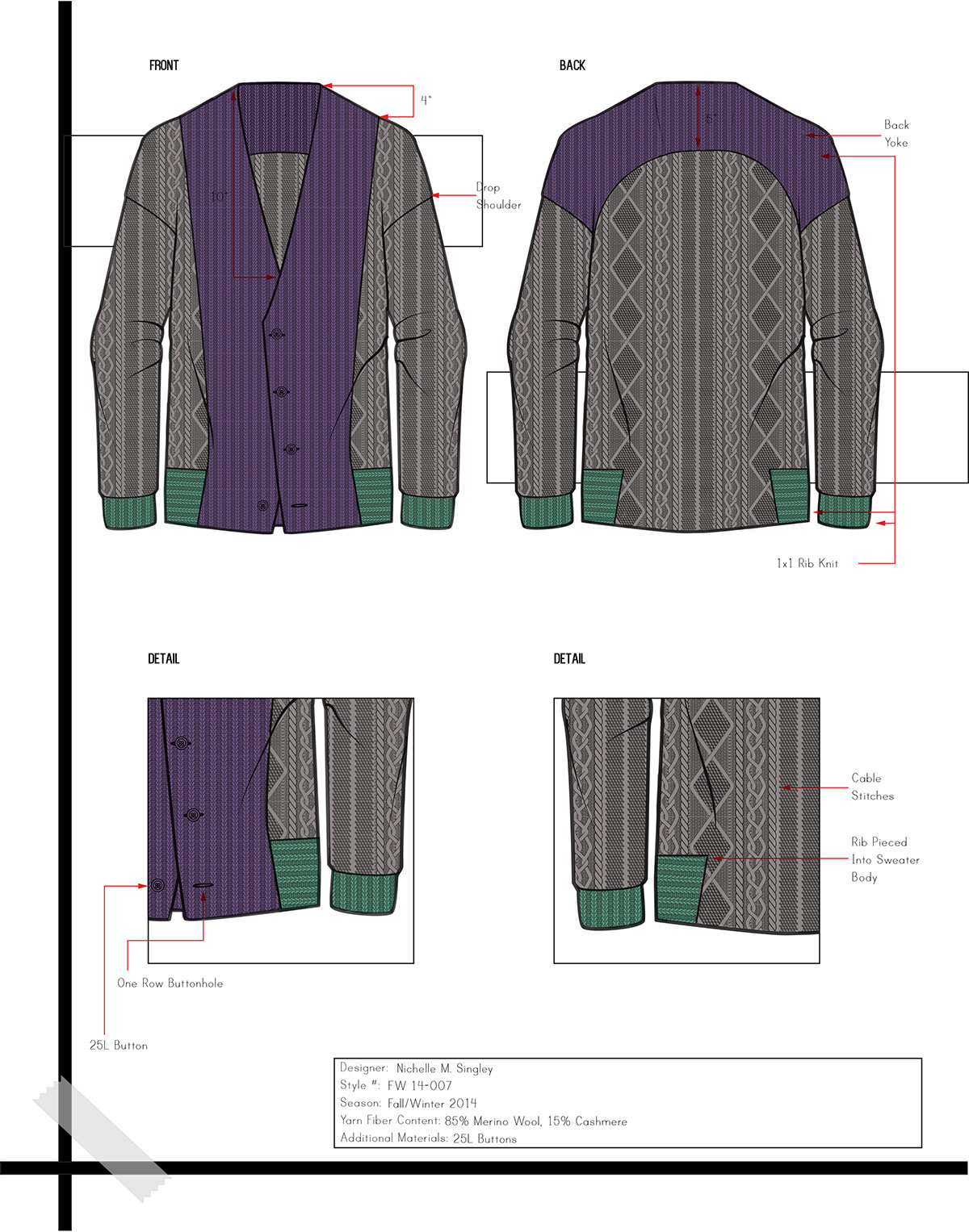 fashion design technical flats Sweaters specs Menswear
