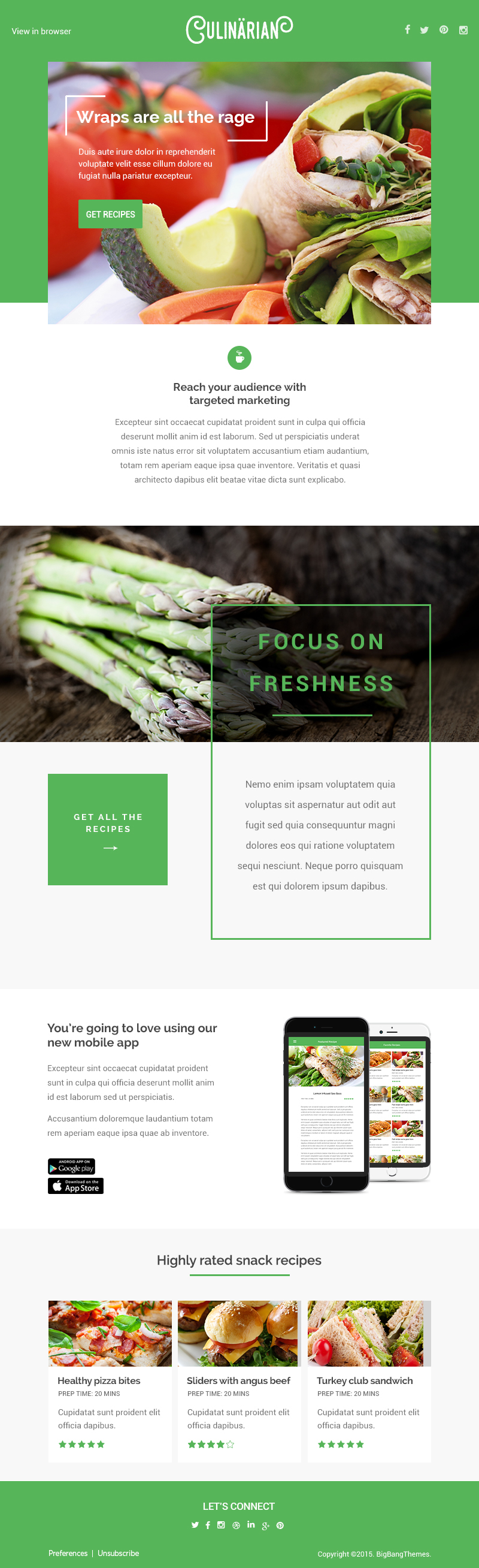 Website Web UI Food  photoshop newsletter Multipurpose flat Email design