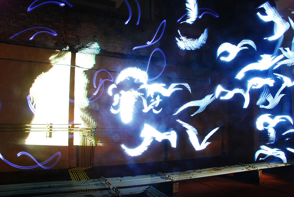 Light drawings graffiti street art projection 3d motion graphics stop motion