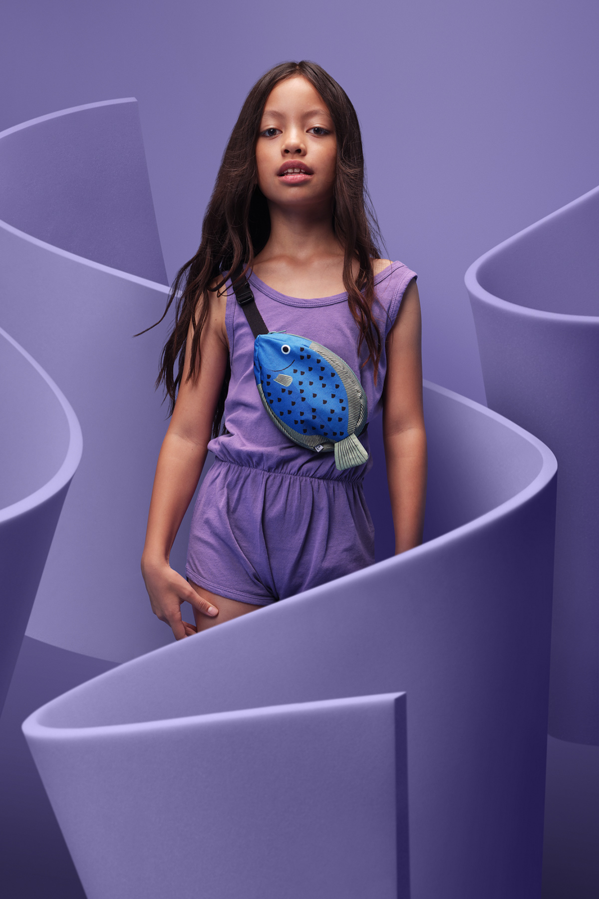 bag beauty case Fashion  fish girl New Zealand play portrait purple