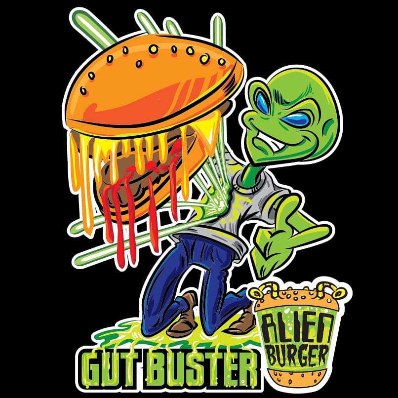 alien burger gutbuster hamburger