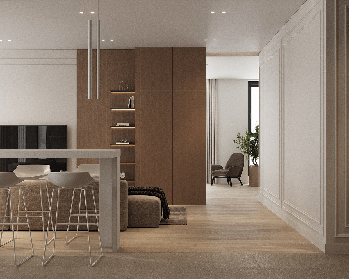 3ds max archviz CGI corona Interior interior design  kitchen living room Render visualization