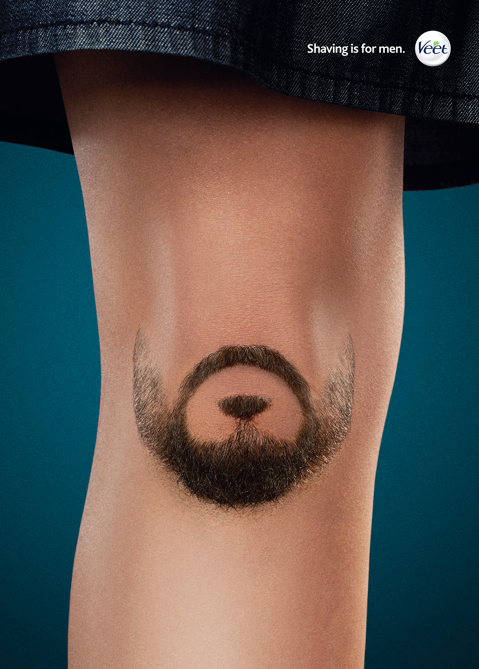 veet beard knee Advertisign concept idea retouch