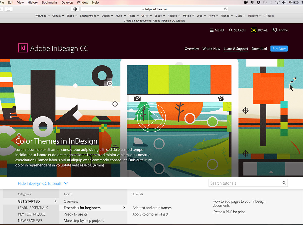 adobe InDesign tutorial learn narrative creative cloud epub link color Theme interactive Layout cc Cursor