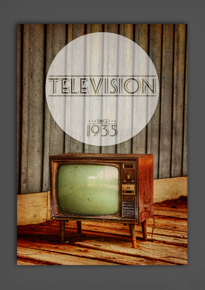 poster tv tele television typo vintage ancien poste affiche old old school roots