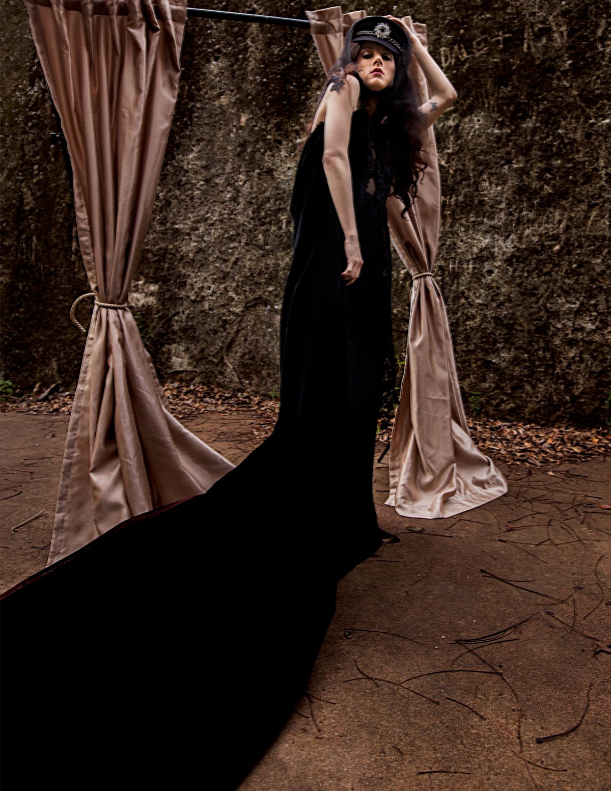 high fashion editorial styling  wild royal black dress magazine Glitch FINEART Theme