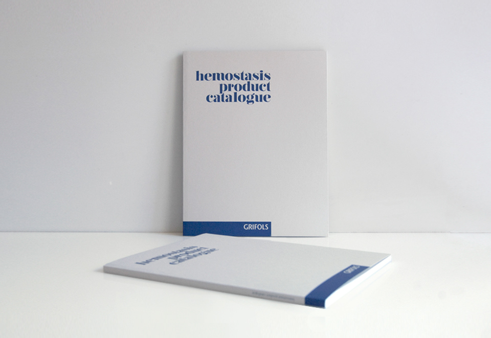 Grifols Catalogue Pharmaceutical brochure design blue barcelona