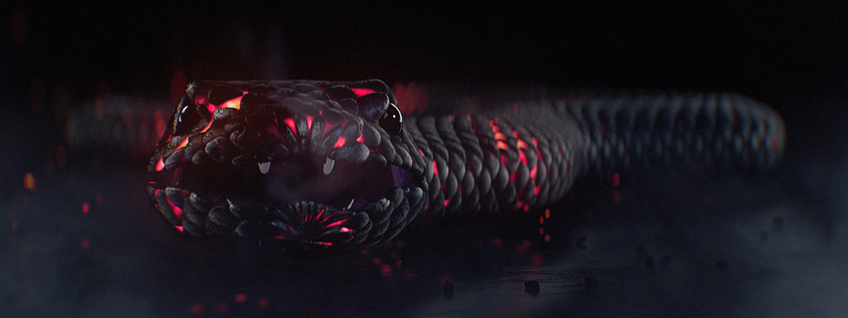 Adobe Portfolio snake 3D Character fire