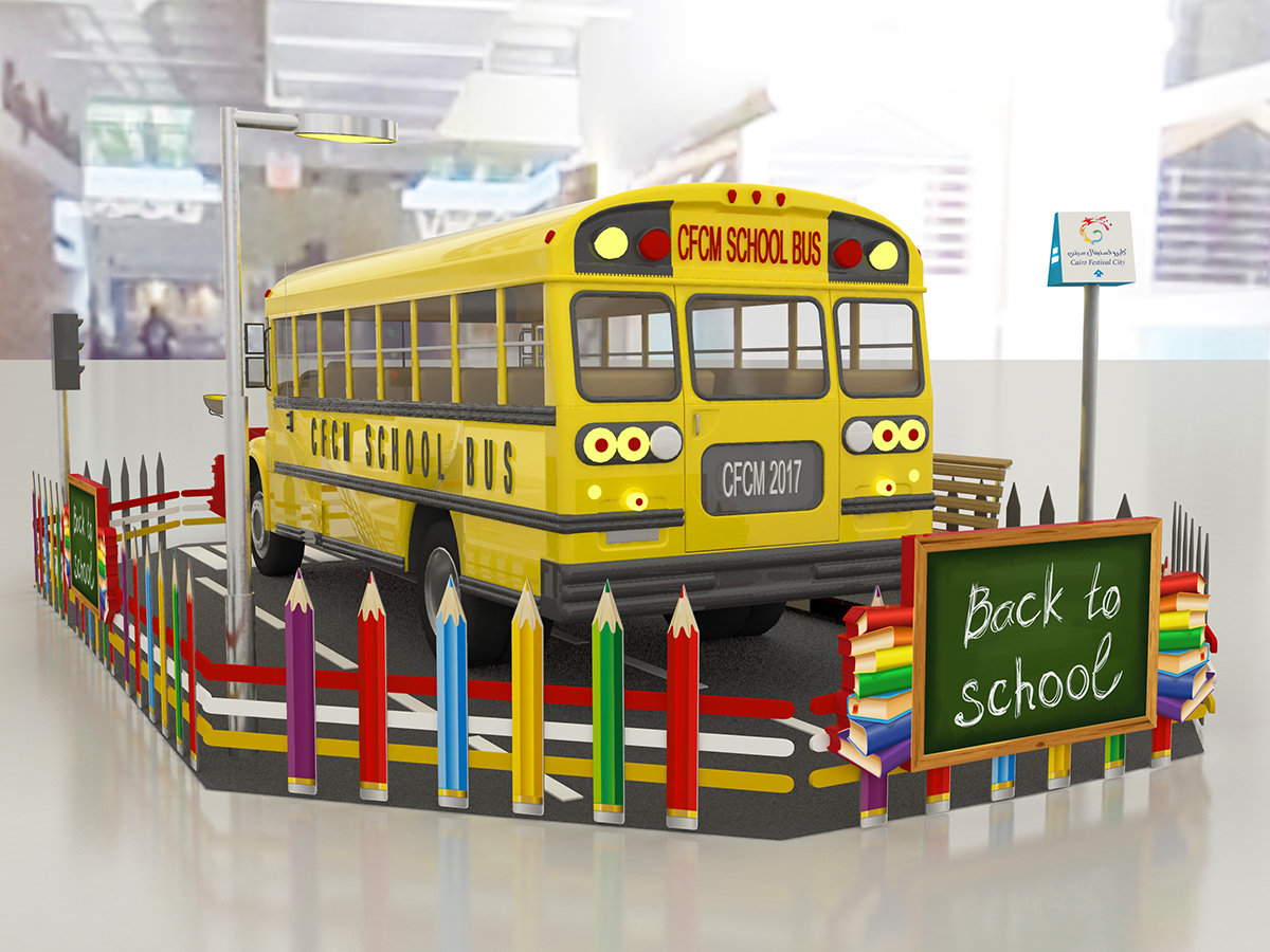 back to school Mockup Exhibition  booth Advertising  3D Trade Show branding  cut off Show
