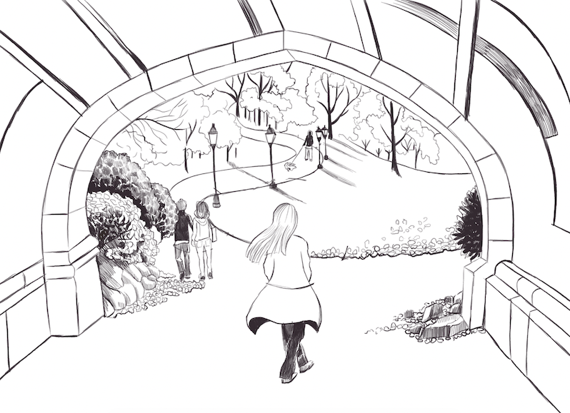 bubble ILLUSTRATION  Isolation Landscape Park springtime tunnel urban park