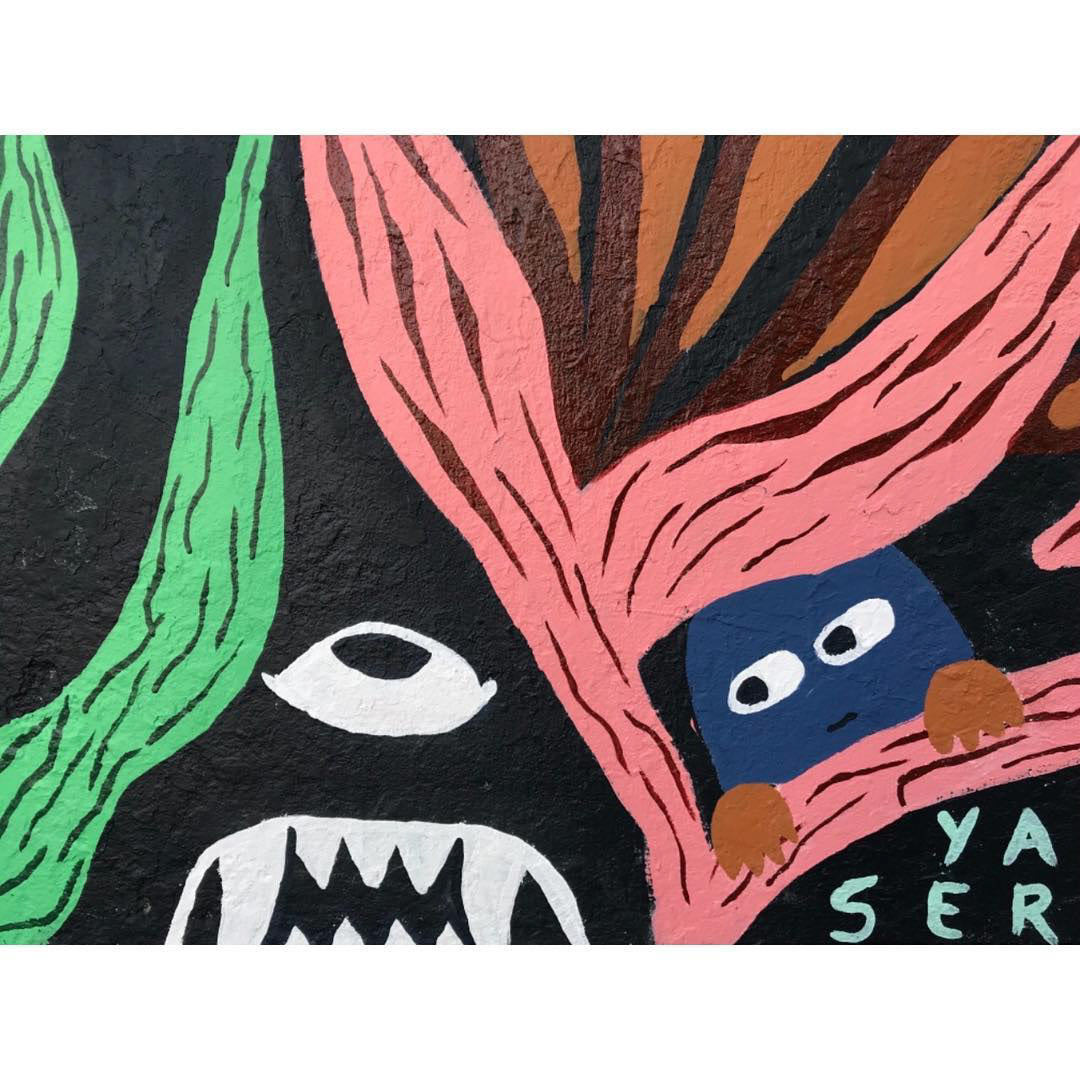 ilustracion Mural arte urbano Street Art  pintura Juegos sopa de letras Monstruos botanica jungla