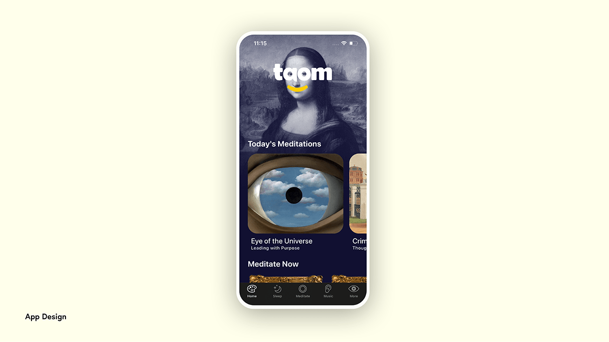 app identity Logo Design meditation UI/UX user interface Adobe Portfolio application Meditation App Mobile app TAoM