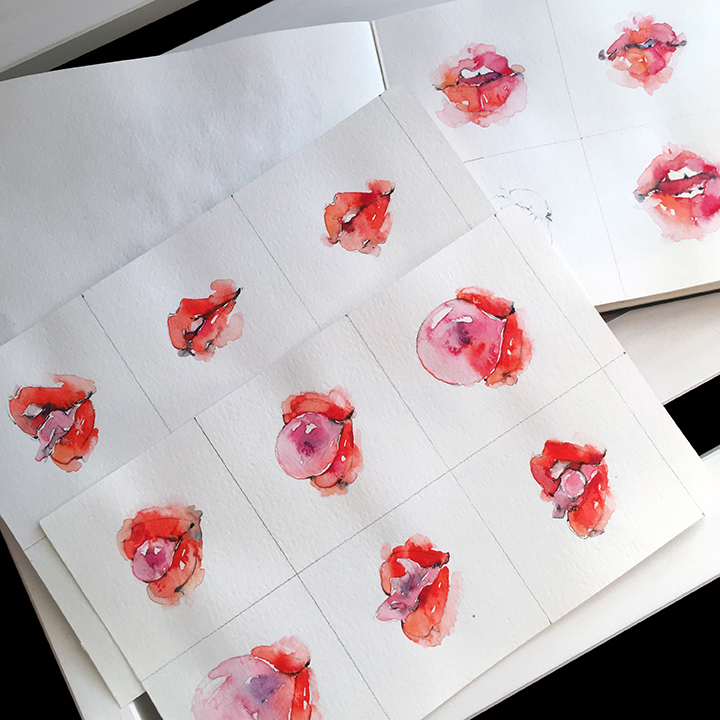 watercolor watercolour painting   lips moleskine gif animation  bubble art red