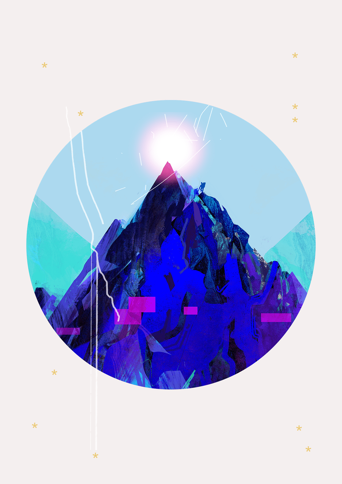 poster minimalistic glitch art Glitch mountain