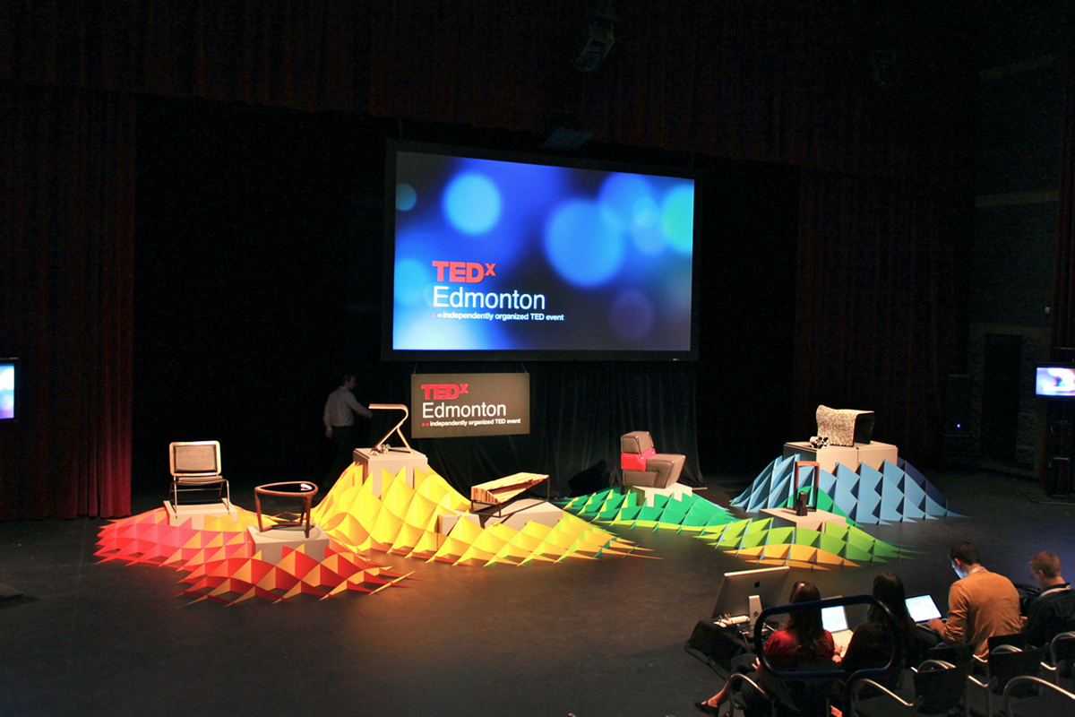 cardboard laser cutting furniture Exhibition  TEDx edmonton
