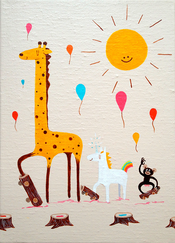 story Graphic Novel children's book paint canvas acrylics elephant lumberjack