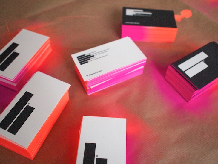 ombre gradient fluor Business Cards sides airbrush IS Creative Studio Richars Meza