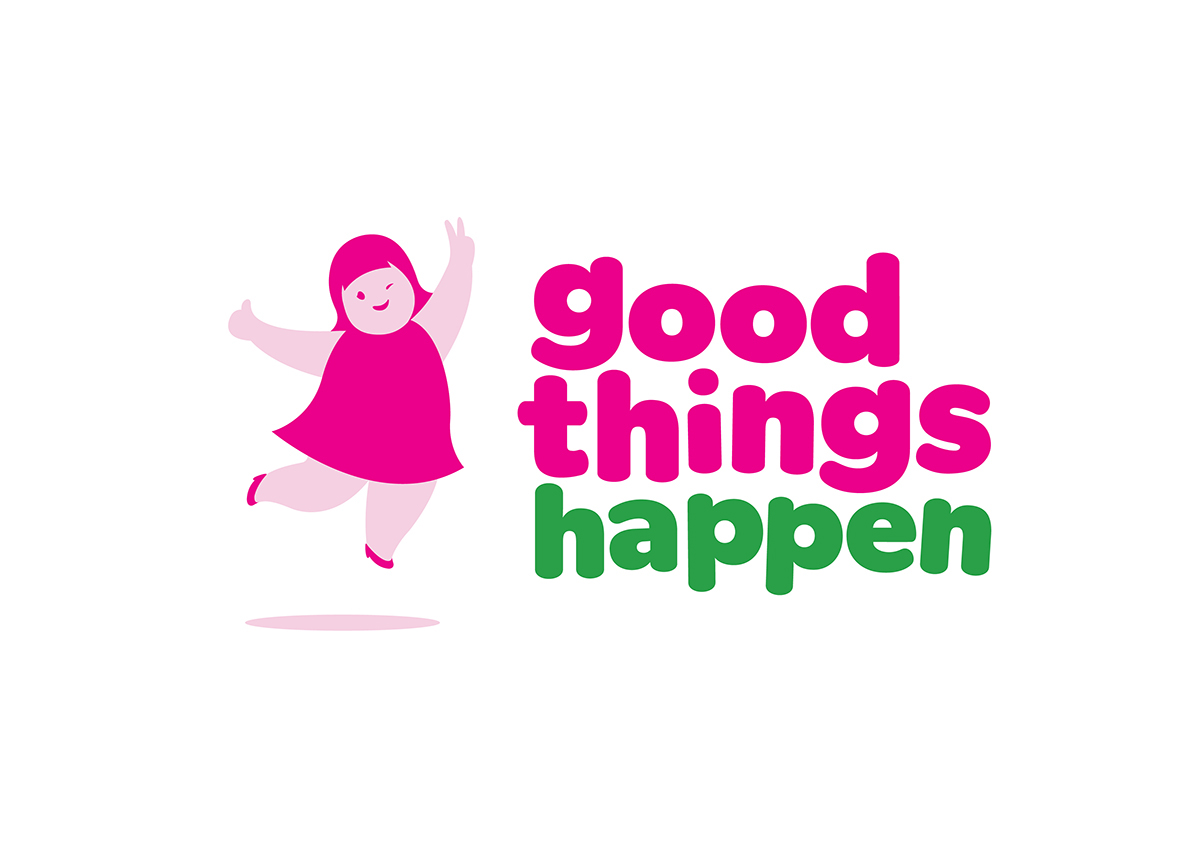 happy cheerful Positive brand cartoon logo Chubby Logo CI Corporate Identity girl logo