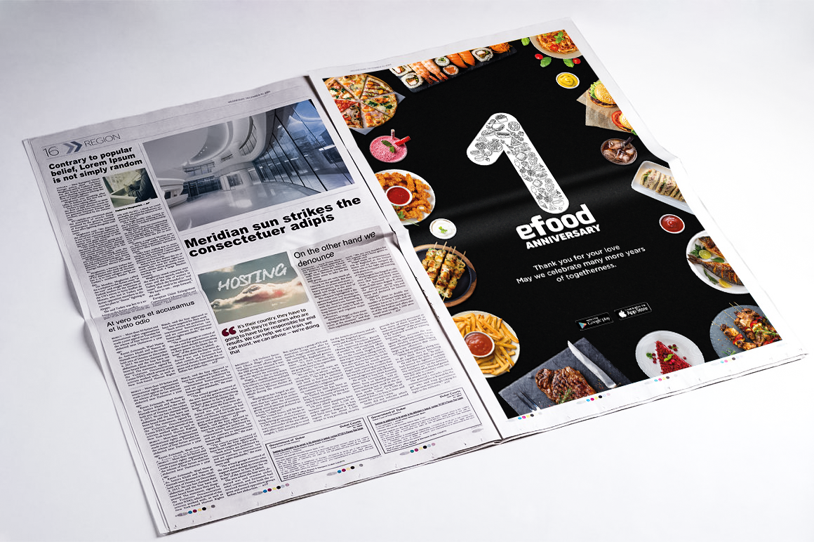 Advertising  Brand Promotion eFood food delivery service Newspaper Ad press ad