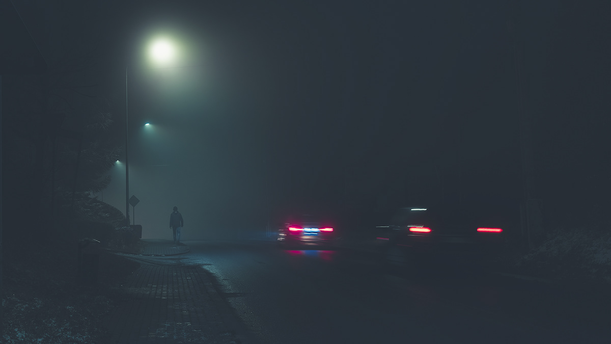 car droga fog małopolska mist night NOC road samochód