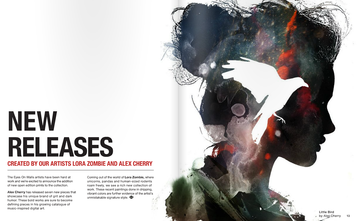 eyes on walls art artist magazine Layout alex cherry lora zombie spread mydeadpony