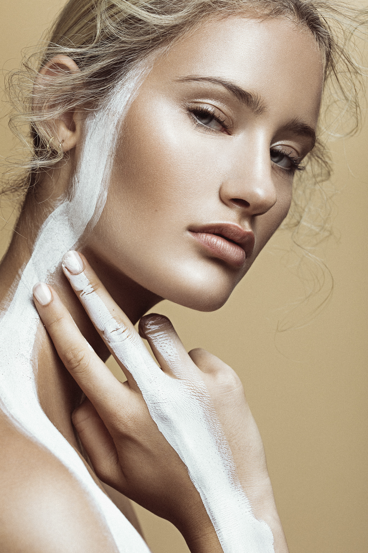beauty portrait model White lines graphic retouch skin magazine