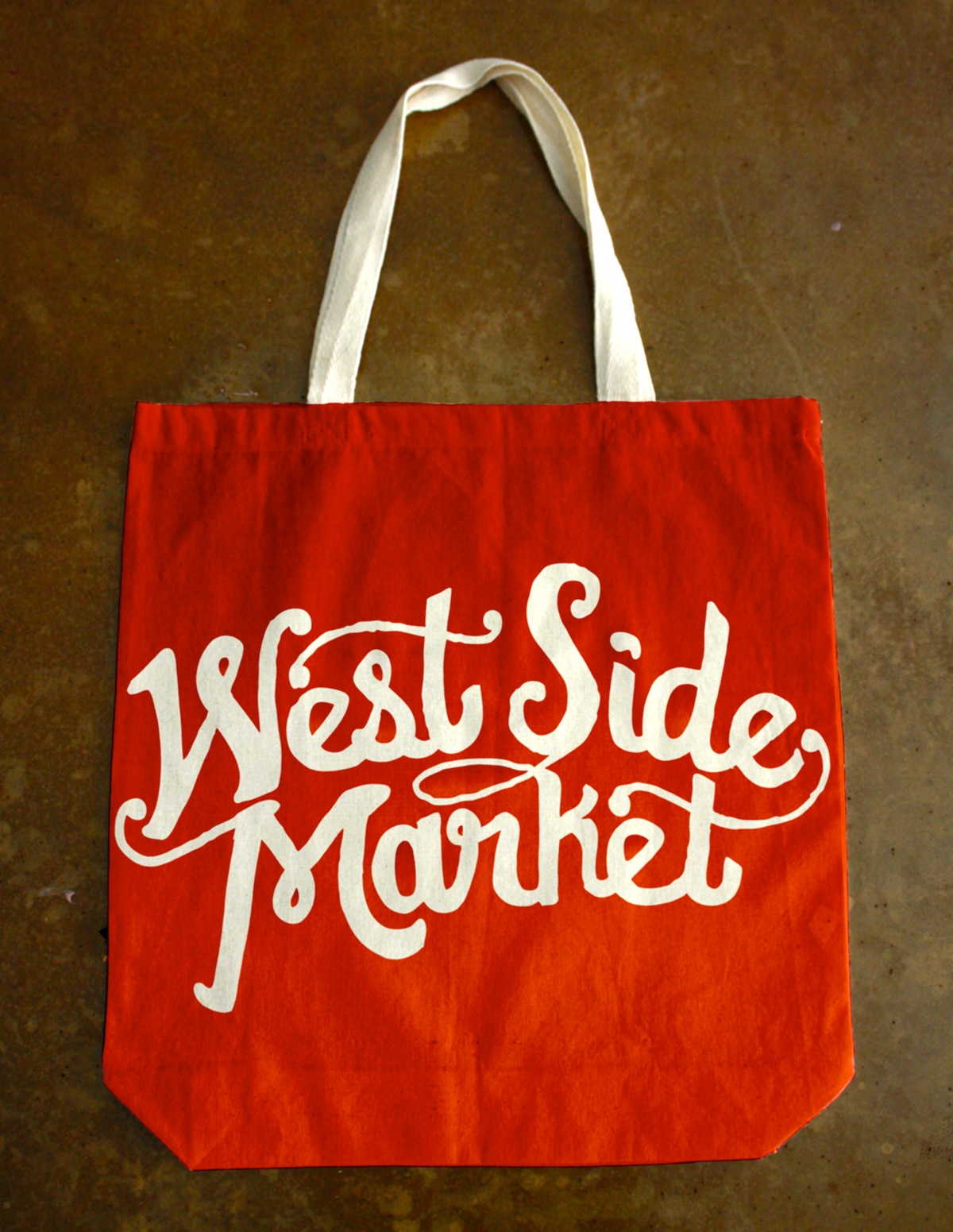 Cleveland west side market market restaurant Food  Tote Bag cupcakes type logo HAND LETTERING banners