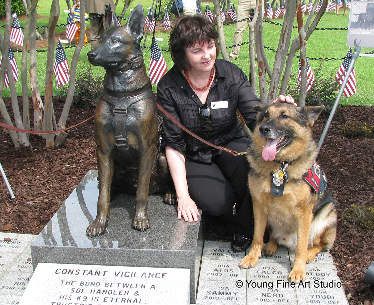 SOF K9 Airborne Special Operations military dogs Lena Toritch custom military dog bronze dog k9 memorial dog bronze statue Service Dogs search and rescue dog statue Belgian Malinois how to order