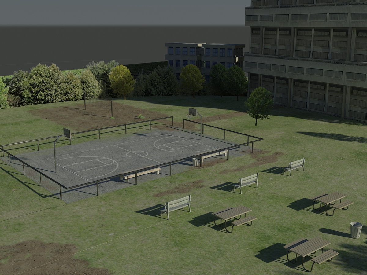 3D model 3ds max basketball court indoor Outdoor sports stadium lighting game on