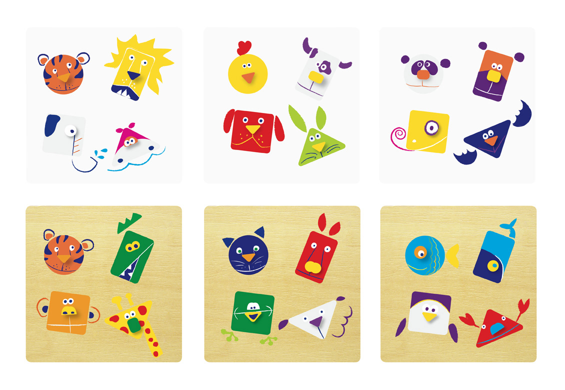 design toy puzzle kids animal illustration