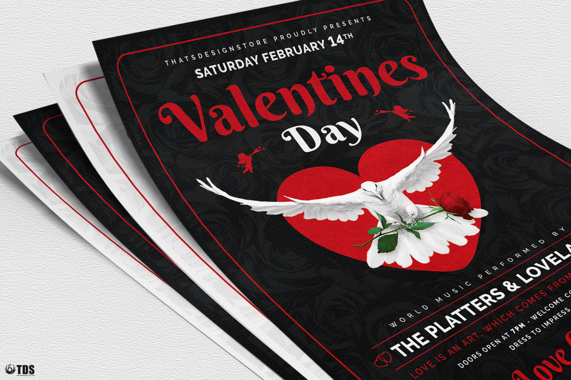 thatsdesignstore flyer poster template Love valentine valentines romantic party night