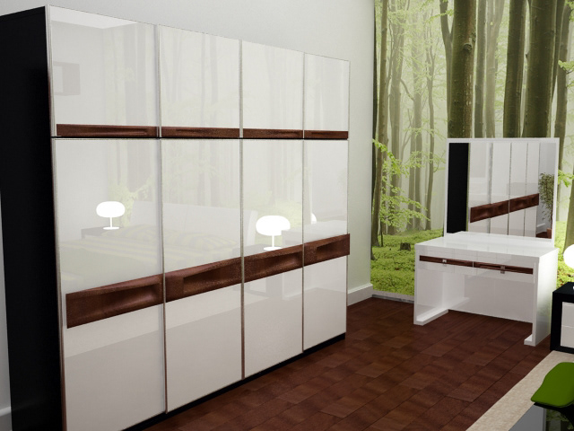 bedroom bed wardrobe table room Render design