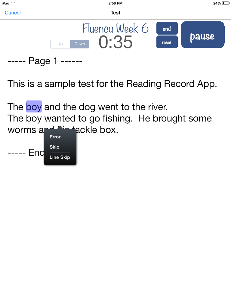 user experience ios iPad Education Reading Fluency