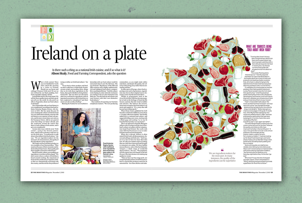 Editorial Illustration Food  Ireland Irish Food  magazine magazine spread