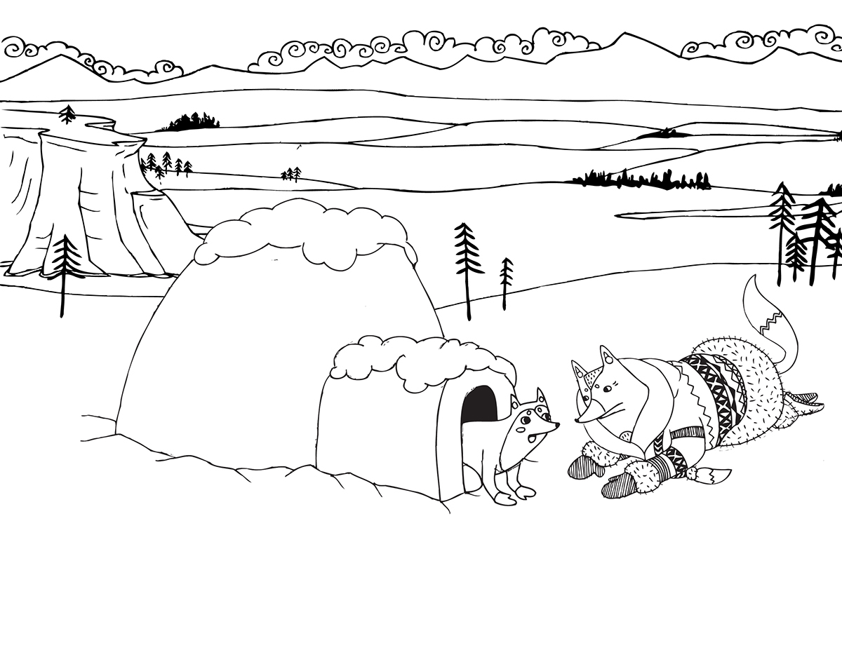 childrens book book manuscript FOX wolf characters design digital ILA Pikatti The Far North Alaska