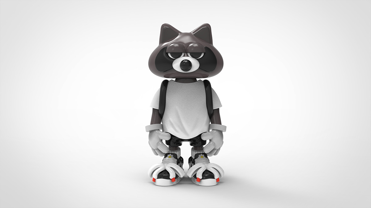 3D 3dmodeling 3dprint arttoy Character design  resin toy design  Zbrush raccoon raccxxn