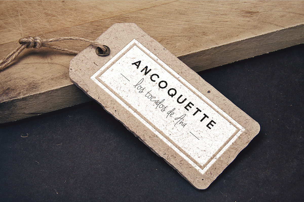 brand diseño gráfico Ancoquette ana tocados madrid identidad tarjeta etiquetas france Paris spain flower pattern wood