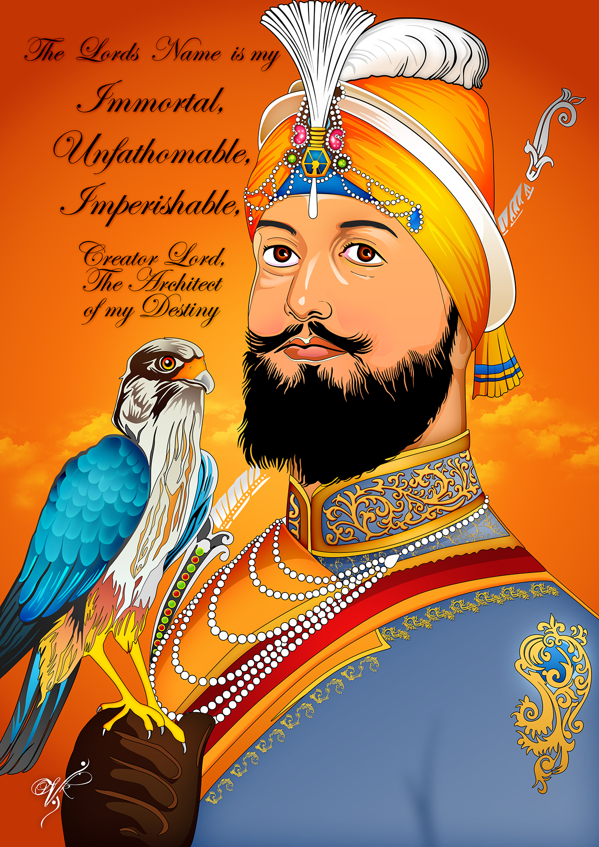punjabi sikh Guru gobind singh Vik kainth digital vector vkgraphics graphics vexel beauty God leader