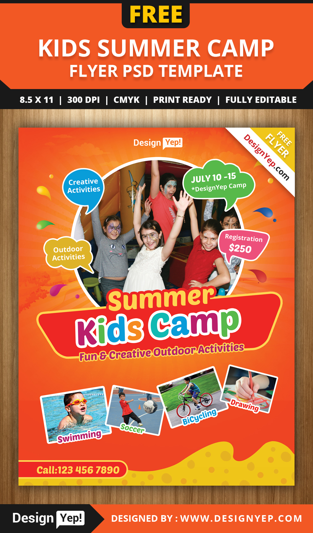Free Kids Summer Camp Flyer PSD Template on Behance With Summer Camp Brochure Template Free Download