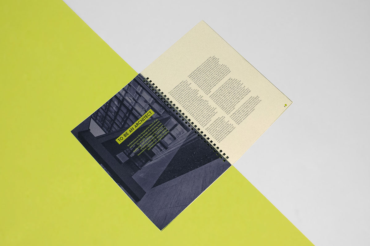 Adobe Portfolio modern book design publication lime grid architect AIA