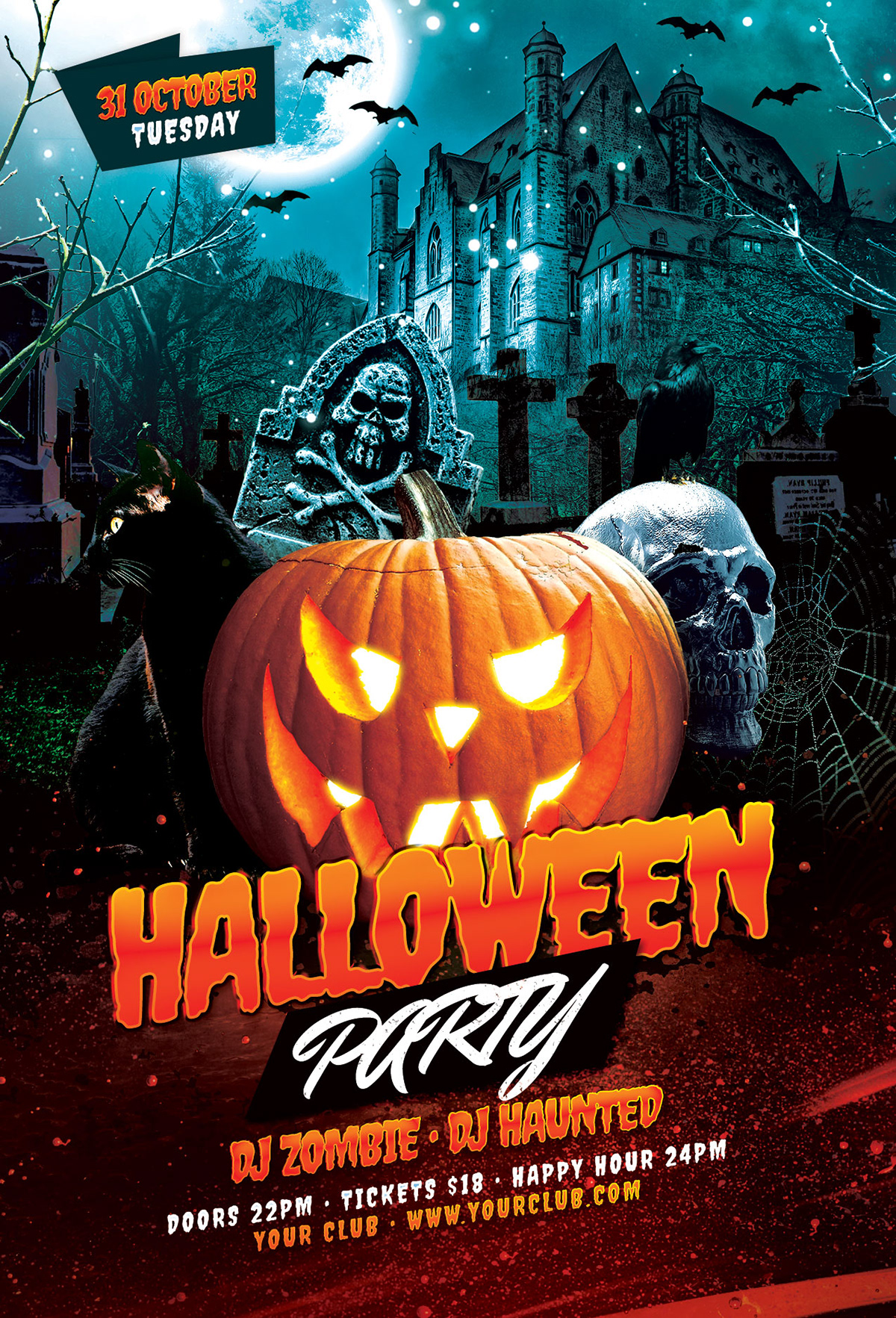 Halloween halloween flyer flyer poster halloween night template psd photoshop download dark