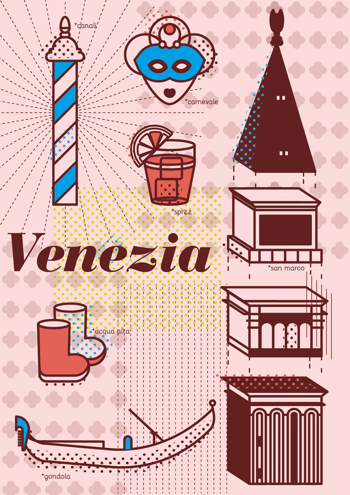 Travel Icon prague city Food  tourism vector flatdesign poster amsterdam London Venice Dubrovnik colorful drink