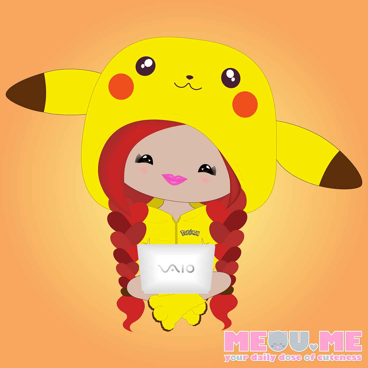 meou meoume anyameou kawaii cute cuteness chibi kigurumi Pokemon pikachu girl