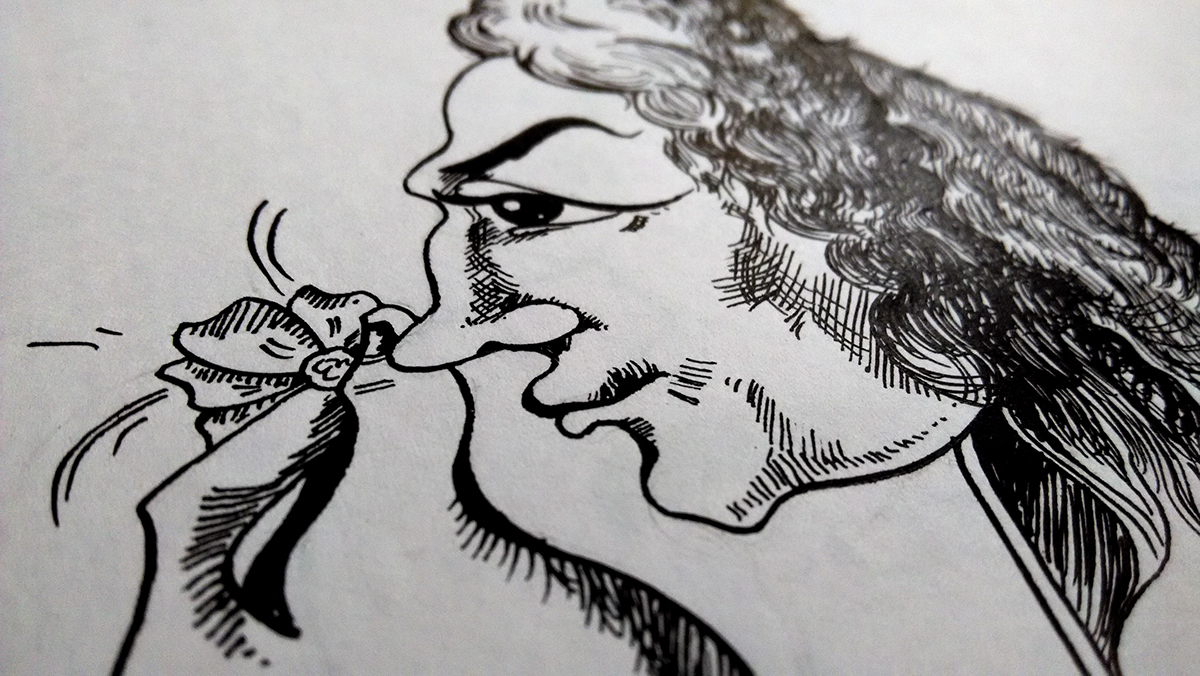 sketchbook cartoon portrait cartoon figure drawing black ink drawings Tachikawa Comic Pen