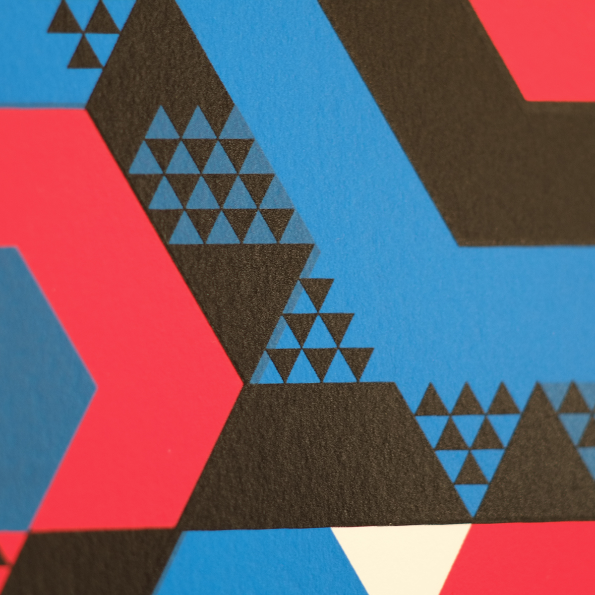 screen print blue black red printmaking geometric abstract