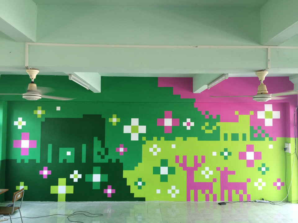 Pixel art pixel Mural wall paint