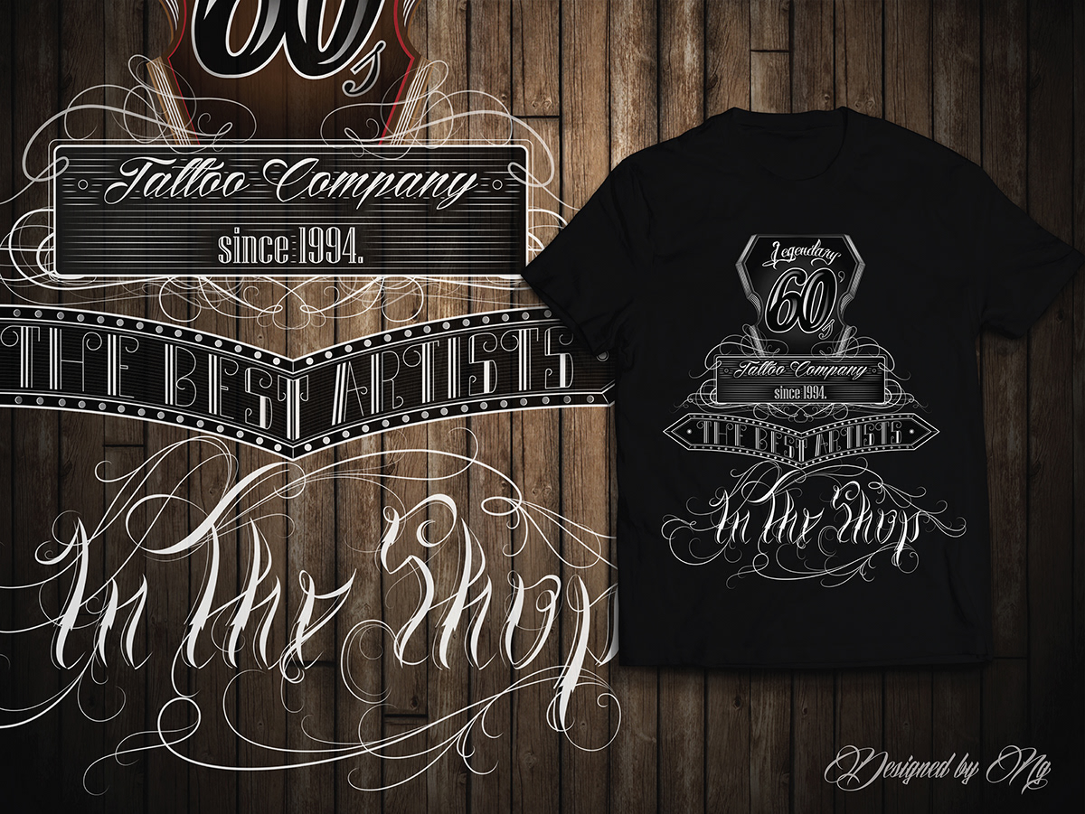 tattoo studio ink Legendary old fashion ng draw typo t-shirt